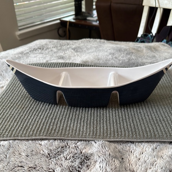 Nautical Boat Canoe Melamine Serving Dish 16”x5 Lake House Vacation Theme Party - Picture 1 of 10